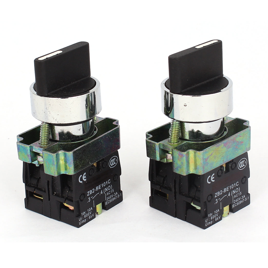 uxcell Uxcell ZB2-BE101C 2NO DPST 3 Positions Maintained Rotary Selector Switch 600V 10A 2 Pcs