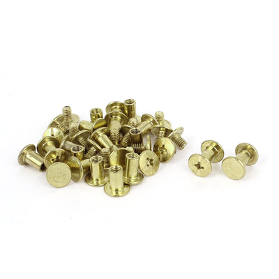 Harfington Uxcell Brass Plated 5x8mm Binding Chicago Screw Post 20pcs for Album Leather Purse