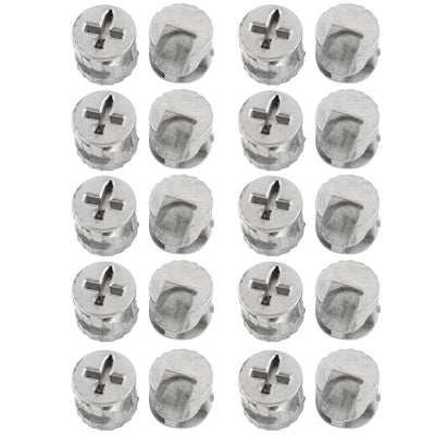 Harfington Uxcell Cabinets Silver Tone Metal Furniture Cam Fittings Connectors 20 Pcs