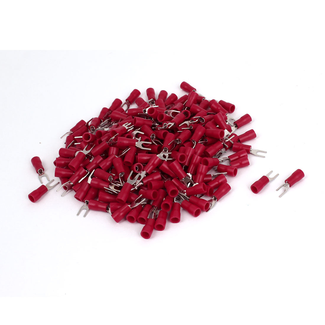 uxcell Uxcell Red 340 Pcs 4# AWG 22-16 SV1.25-3 19A Wire Connector Insulated Fork Terminals