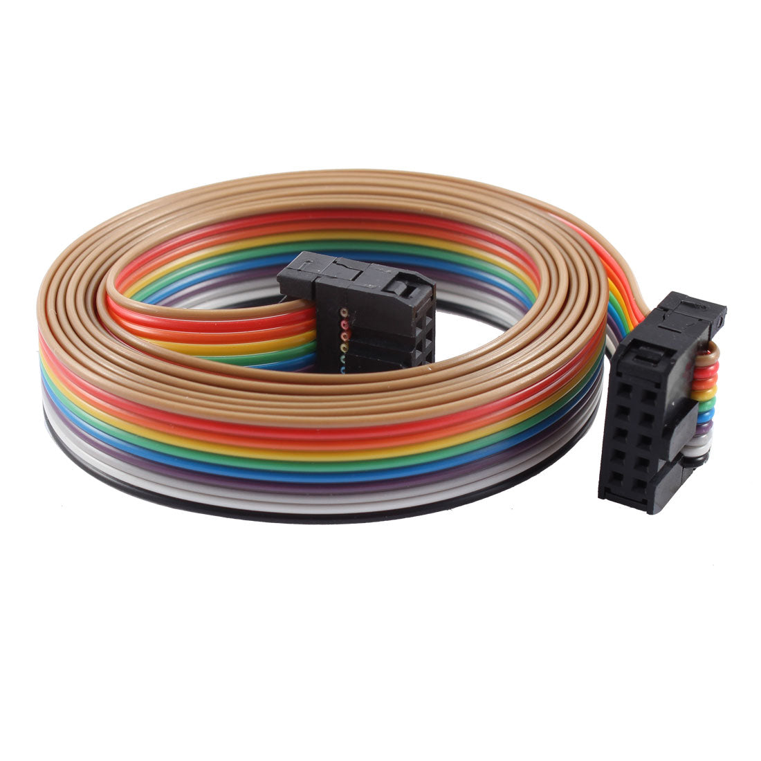 uxcell Uxcell 2.54mm Pitch 10 Pin 10 Way F/F Connector IDC Flat Rainbow Ribbon Cable 118cm