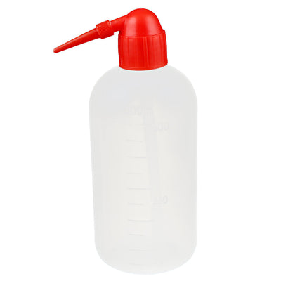 Harfington Uxcell 500mL Red Cover Tip Graduated Plastic Cleaning Alcohol Container Tattoo Wash Squeeze Bottle