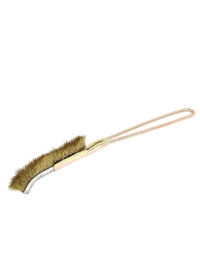 Harfington Uxcell 22cm Long Handheld Metal Handle Bent Head Brass Wire Cleaning Brush