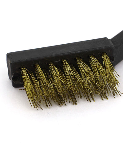 Harfington Uxcell 17cm Long Handheld Plastic Handle Brass Wire Cleaning Brush Black 20 Pcs