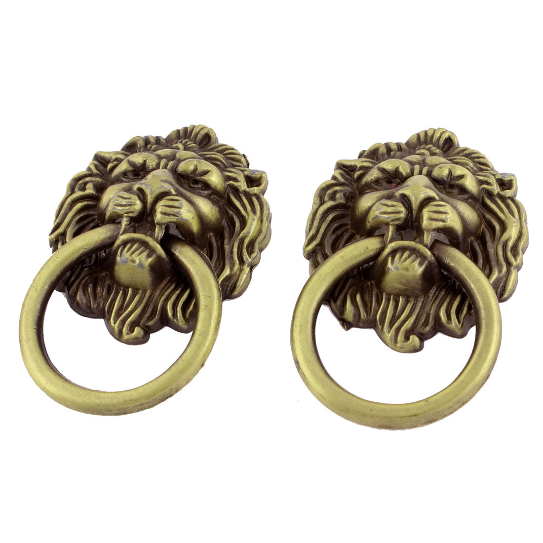 uxcell Uxcell 2 Pcs Bronze Tone Lion Head Antique Style Drawer Ring Pull Handle Knob