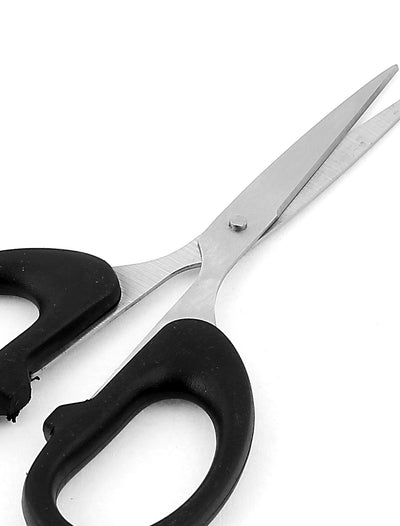 Harfington Uxcell Black Plastic Handle Sewing Paper Hair Trimmer Straight Cutting Scissors Hand Tool
