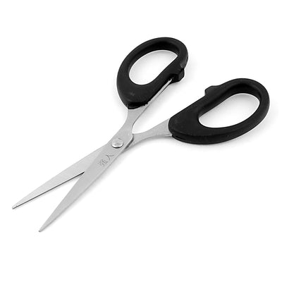 Harfington Uxcell Black Plastic Handle Sewing Paper Hair Trimmer Straight Cutting Scissors Hand Tool