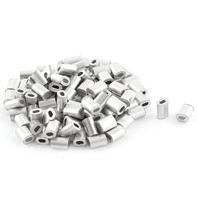 Harfington Uxcell 100pcs Oval Aluminum Sleeves Clamps for 0.5mm Wire Rope Swage Clip
