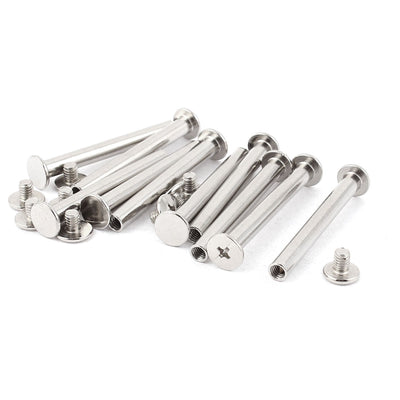 Harfington Uxcell 10pcs 5mmx45mm Nickel Plated Binding Chicago Screw Post for Album Scrapbook