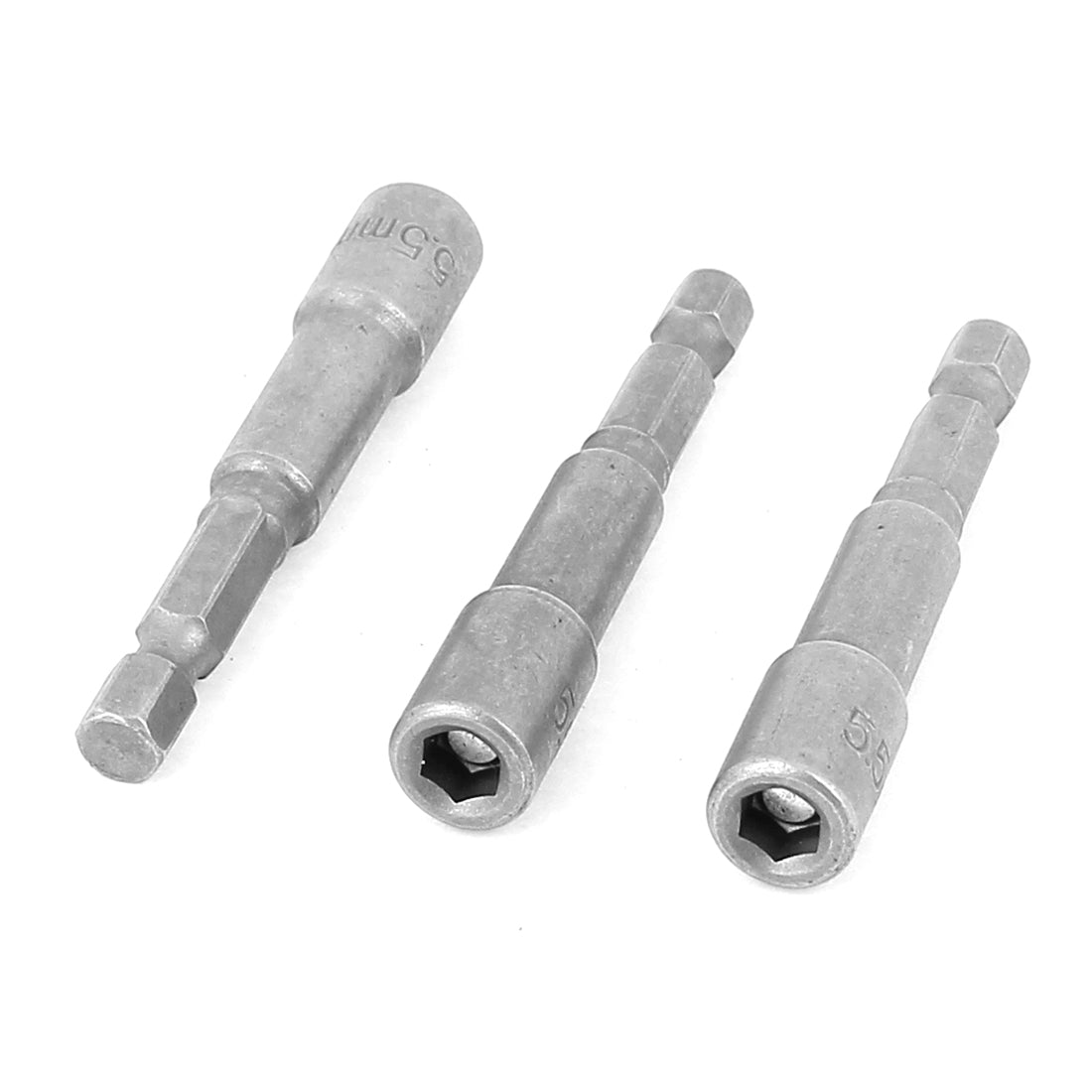 uxcell Uxcell 3 Pcs 65mm Length 5.5mm Hex Socket Driver Bit Metal Shank Magnetic Nuts Setter