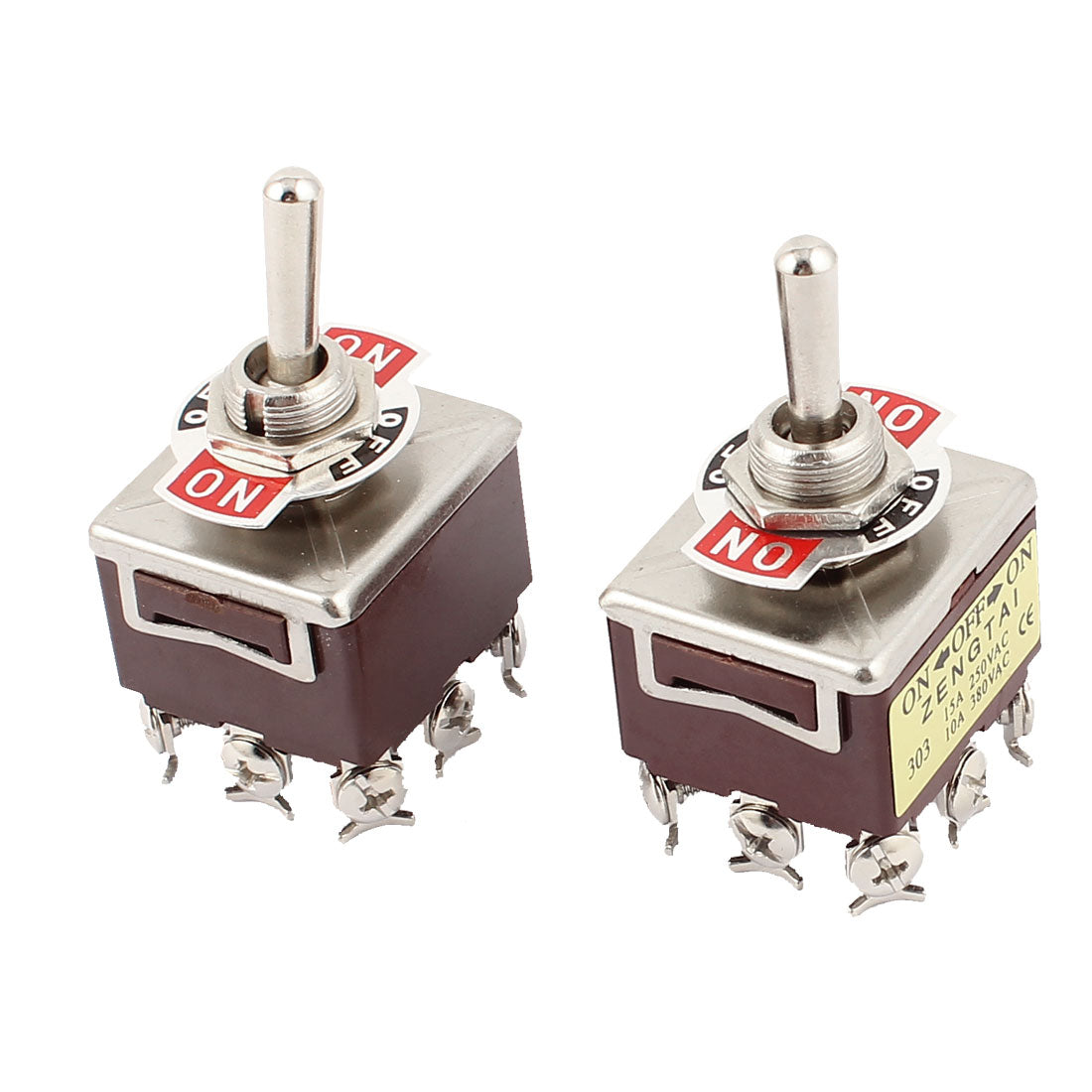 uxcell Uxcell 2 Pcs AC 250V 15A 380V 10A 9 Screw Terminals Latching ON-OFF-ON 3 Position 3PDT Toggle Switch