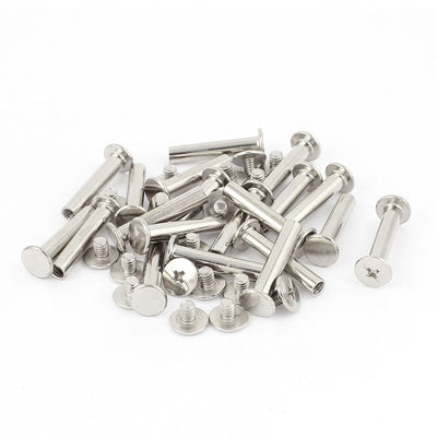 Harfington Uxcell 20Pcs M5x25mm Nickel Plated Binding Screw Post for Scrapbook Photo Albums