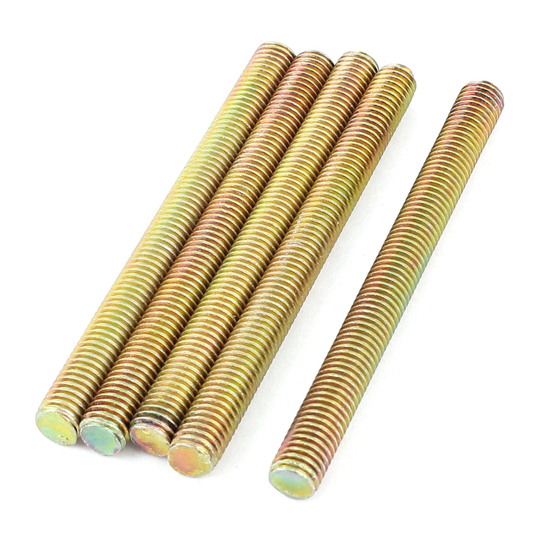 uxcell Uxcell 1.25mm Pitch M8 x 90mm Male Threaded Rod Bar Bronze Tone 5 Pcs