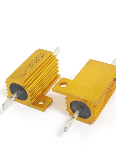 Harfington Uxcell 5pcs 25W 200 Ohm Resistance 5% Axial Yellow Chassis Mount Aluminum Clad Wirewound Power Resistor