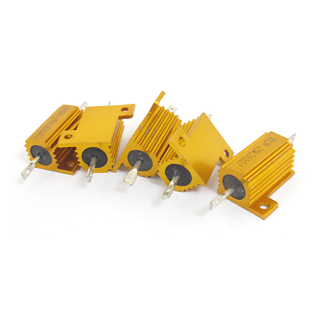 uxcell Uxcell 5pcs 25W 200 Ohm Resistance 5% Axial Yellow Chassis Mount Aluminum Clad Wirewound Power Resistor