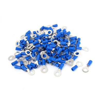 Harfington Uxcell 120pcs 27A RV2-6 16-14 AWG Gauge Crimp Style Car Power Wire Ring Terminals Blue
