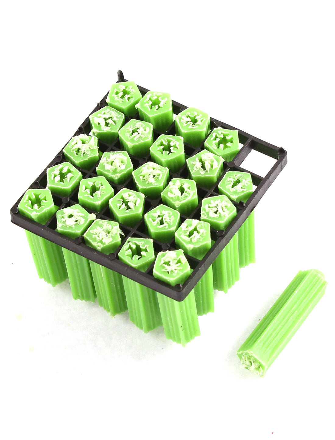 uxcell Uxcell 125Pcs Green Plastic Masonry Screws Anchor Fixing Star Wall Connector 7x26mm
