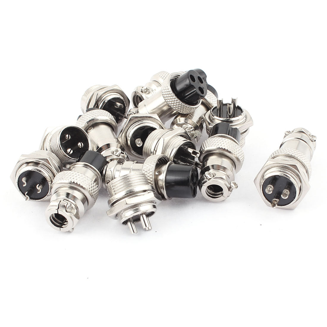 uxcell Uxcell 8Pairs 16mm Thread 3 Terminals Male Female Panel Metal Aviation Wire Connector