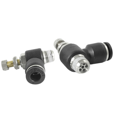 Harfington Uxcell Air Pneumatic 1/8BSP Male Thread to 6mm Push in Connect Tube Fitting Coupler Speed Controller Valve 2Pcs