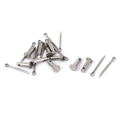 Harfington Uxcell M3 x 10mm Flat Head 304 Stainless Steel Round Clevis Pins Fastener 10Pcs