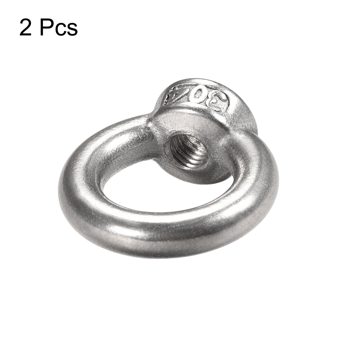 uxcell Uxcell M5 Thread Dia 304 Stainless Steel Round Lifting Eye Nuts Ring Silver Tone 2Pcs