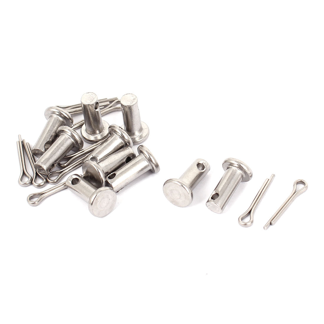 uxcell Uxcell M5 x 12mm Flat Head 304 Stainless Steel Round Clevis Pins Fastener Silver Tone 10Sets