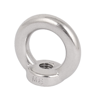 Harfington Uxcell M8 Thread Dia 304 Stainless Steel Round Lifting Eye Nuts Ring Silver Tone