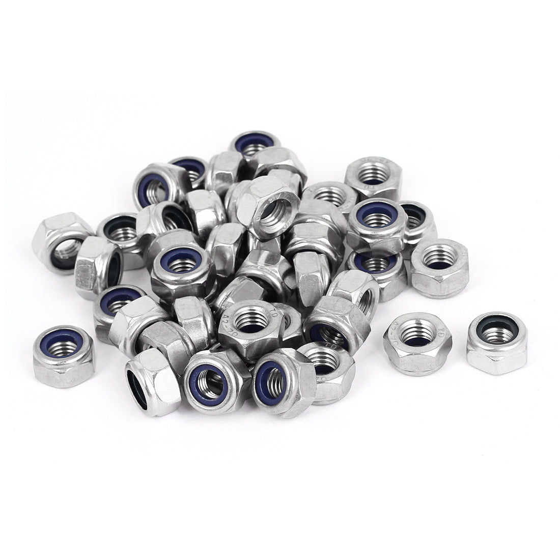 Uxcell Uxcell M10 x 1.5mm Stainless Steel Nylock Self-Locking Nylon Insert Hex Lock Nuts 50pcs