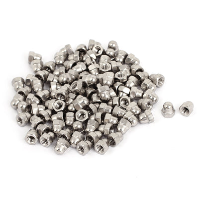Harfington Uxcell M3 304 Stainless Steel Dome Head Cap Acorn Hex Nuts Silver Tone 100pcs