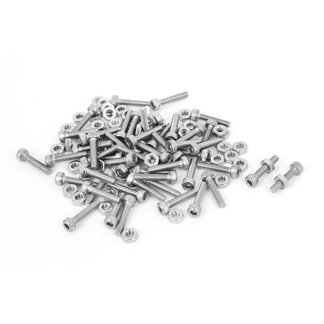 uxcell Uxcell M2.5x12mm Stainless Steel Hex Socket Head Knurled Cap Screws Bolts Nut Set 50Pcs