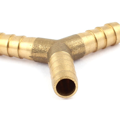 Harfington Uxcell 3 Way 8mm Barb Y Type Tube Connector Brass Fuel Hose Joiner Fittings