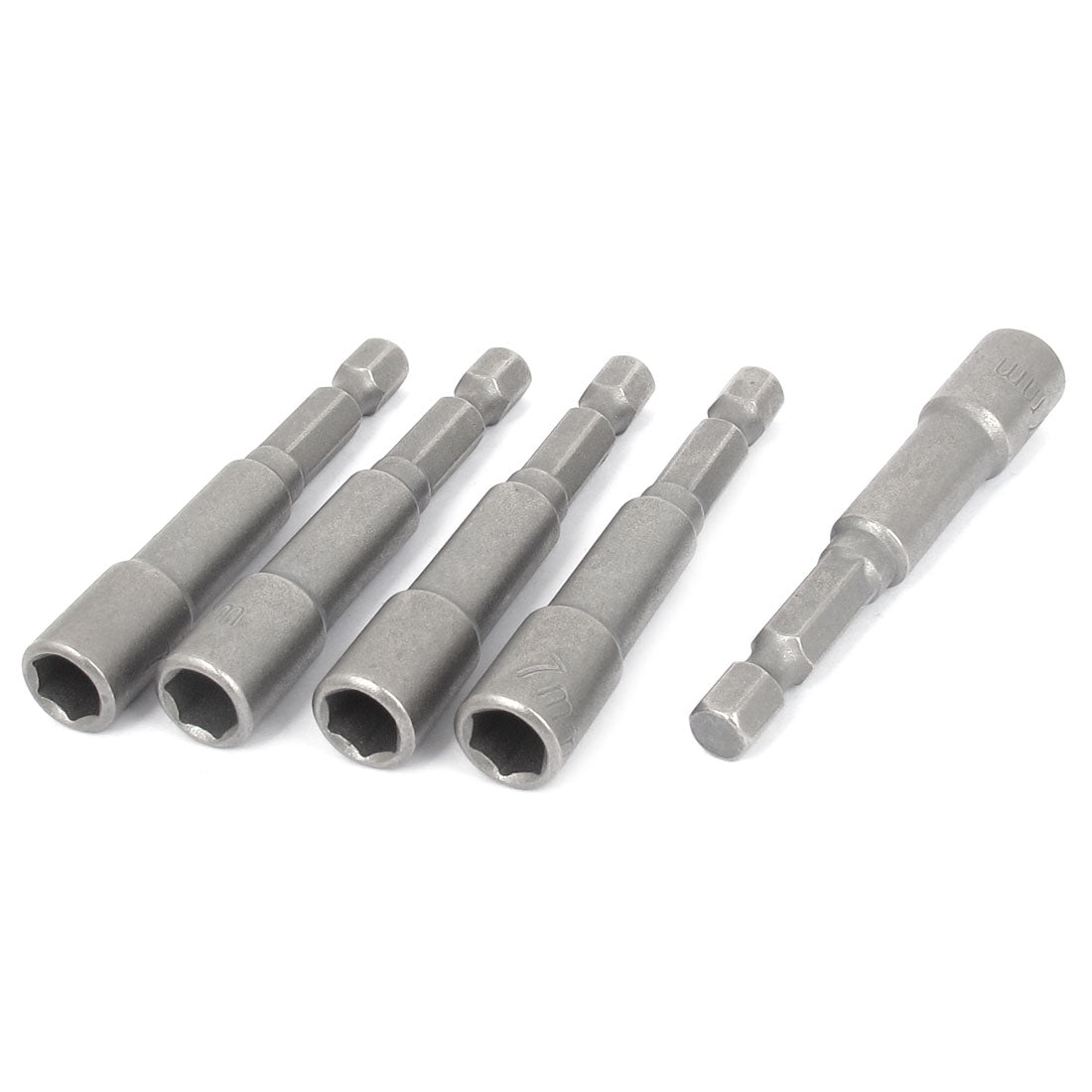 uxcell Uxcell 1/4" Shank 7mm Hex Socket Nut Setter Driver Bit Gray 5pcs Non-magnetic