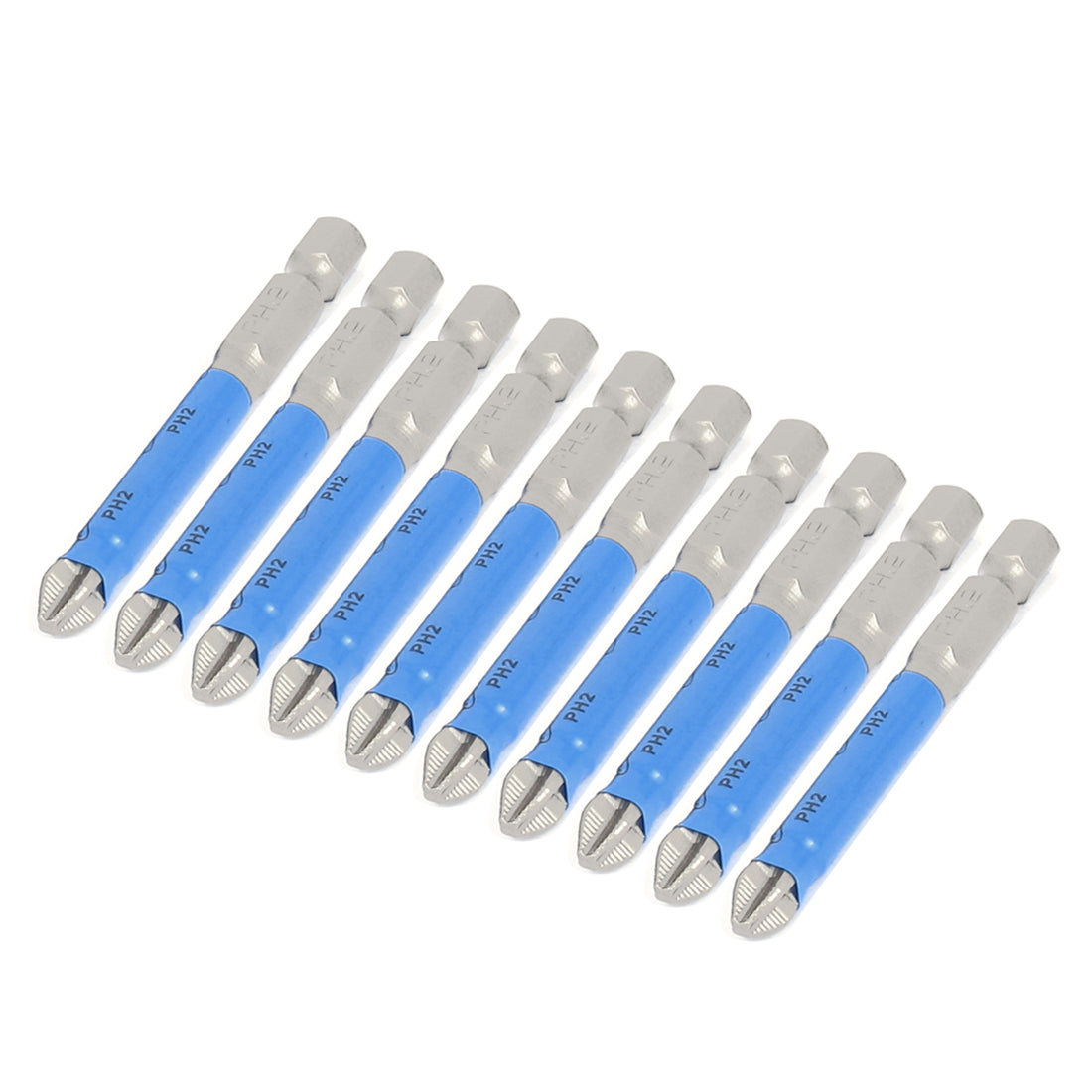 uxcell Uxcell 10 Pcs S2 Steel Anti-Slip Magnetic PH2 Phillips Tip Screwdriver Bits 65mm Long with Non-slip Plastic Sleeve