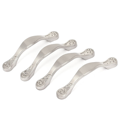 Harfington Uxcell Cabinet Cupboard Door Drawer Arch Bow Shape Zinc Alloy Pull Handle Silver Tone 4pcs