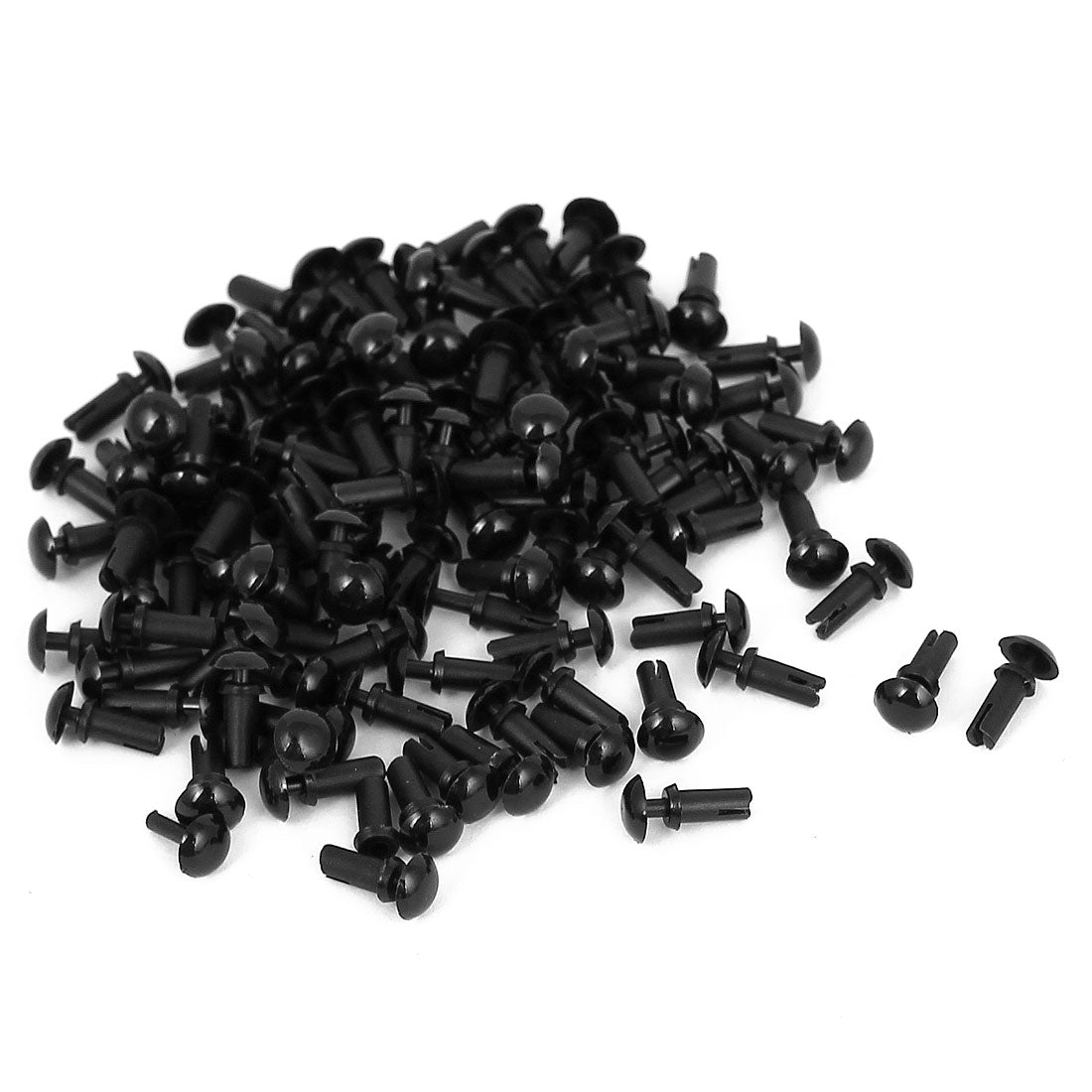 uxcell Uxcell 100Pcs Nylon Push Clips Rivet Fastener Black for 2.9-3.6mm Thickness Panel