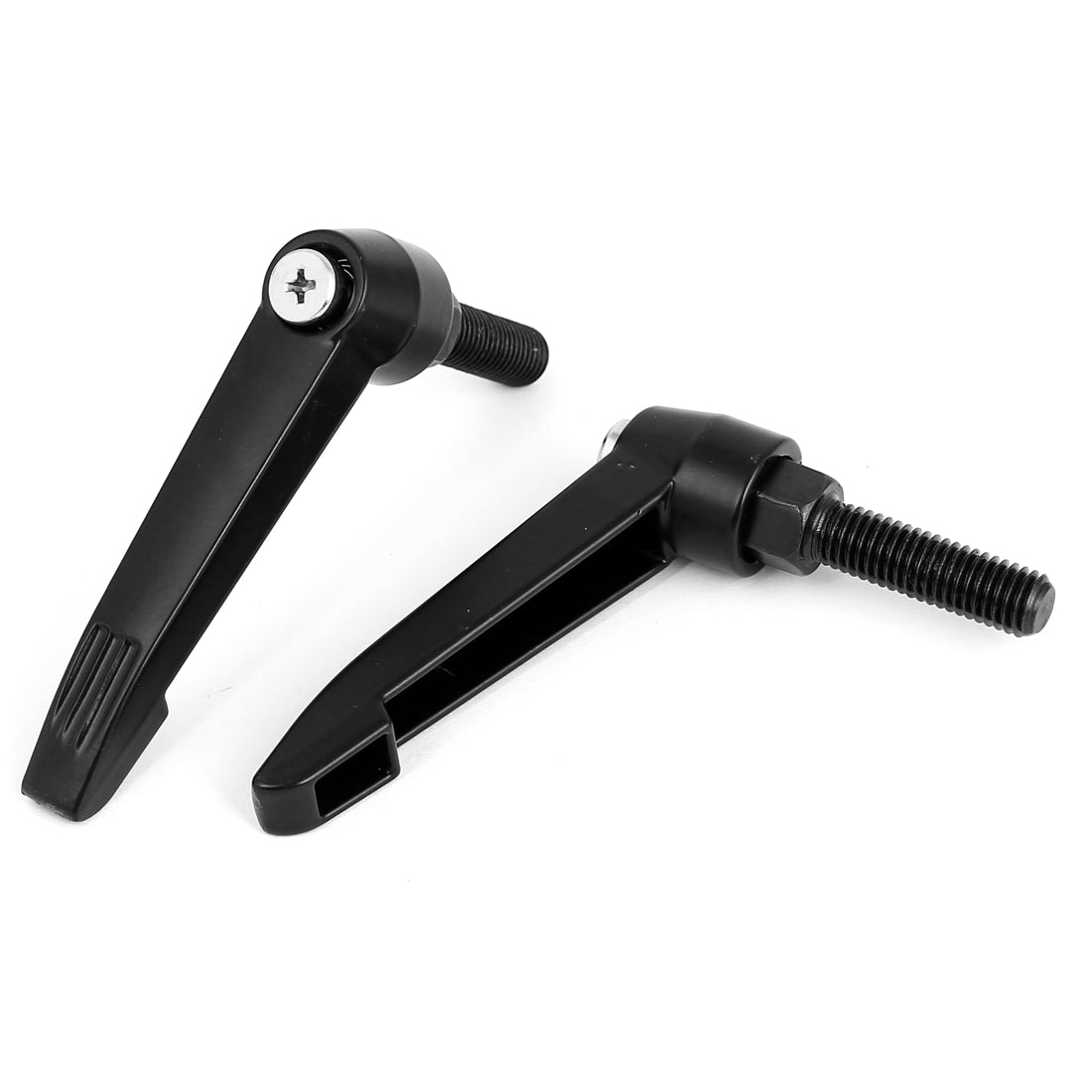uxcell Uxcell M10x35mm Male Thread 80mm Lever Length Metal Adjustable Clamp Handle 2Pcs Black