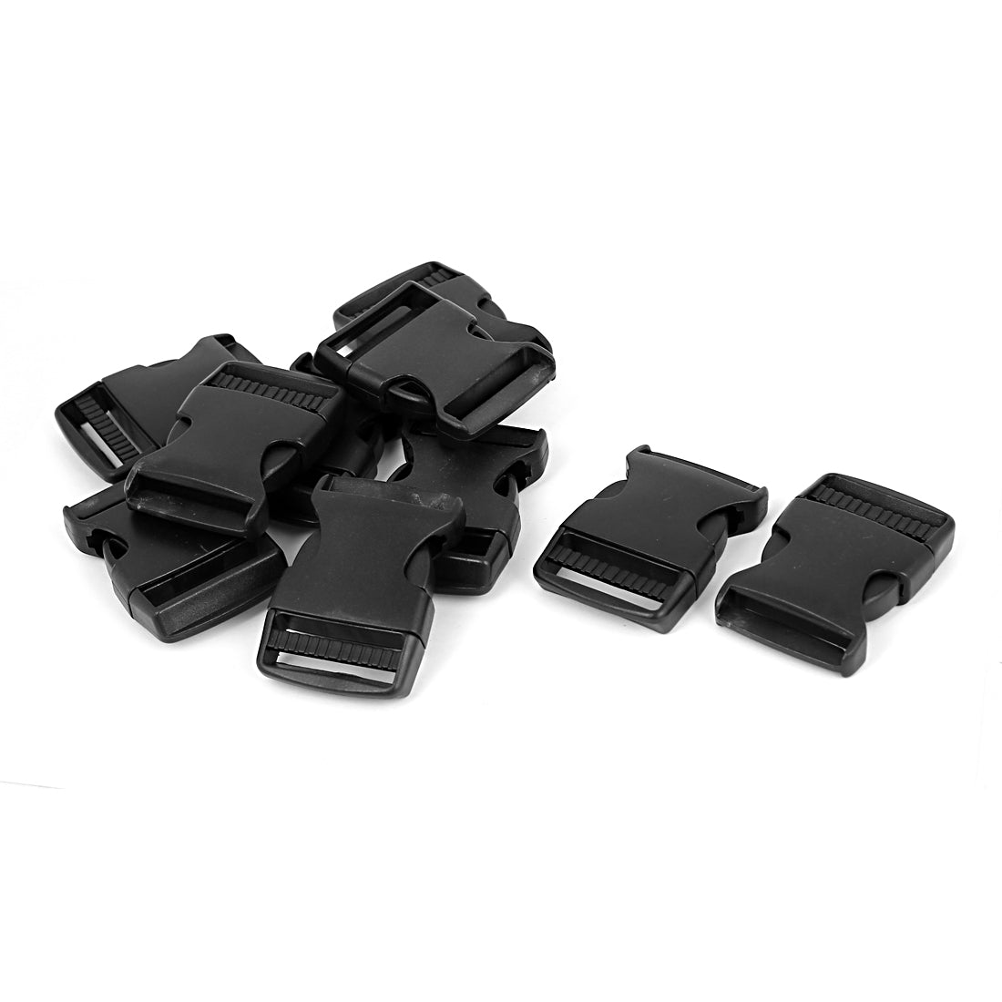 uxcell Uxcell 10Pcs 1.5" Wide Webbing Strap Plastic Curved Clasp Side Release Buckle Black