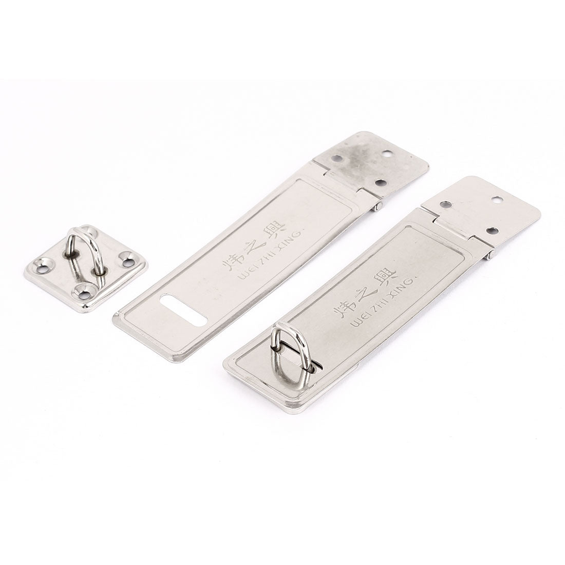 uxcell Uxcell 2pcs Cupboard Cabinet Shed Safety Padlock Latch Door Hasp Staple Set Silver Tone
