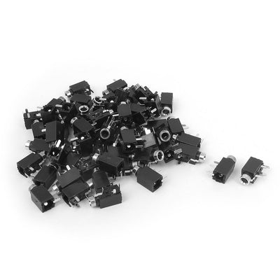 Harfington Uxcell 60 Pcs PCB Panel Mounting 4 Terminals Female 2.5mm Stereo Audio Jack Socket Connector