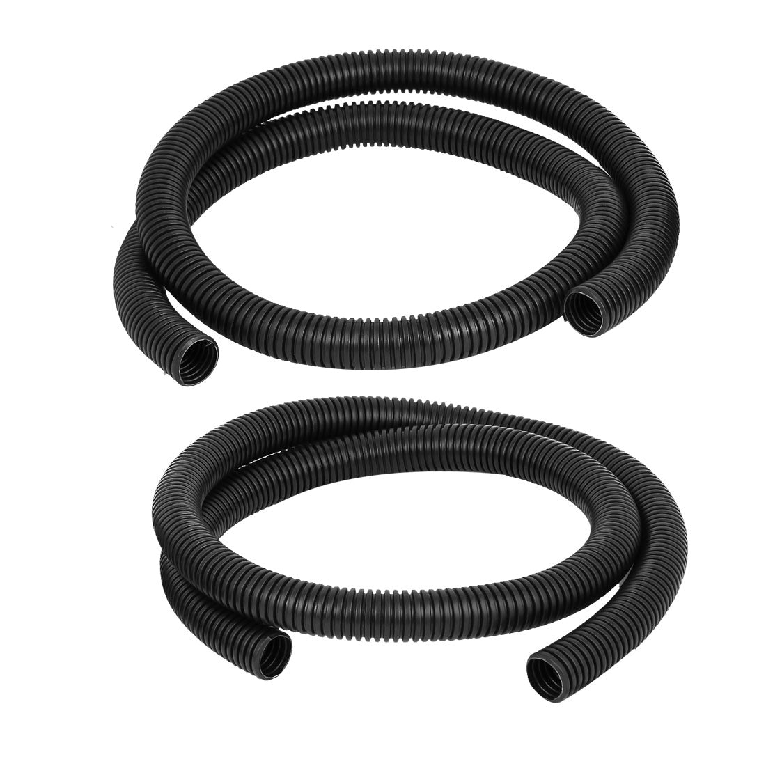 uxcell Uxcell 1.3 M 20 x 25 mm Plastic Corrugated Conduit Tube for Garden,Office Black 2pcs