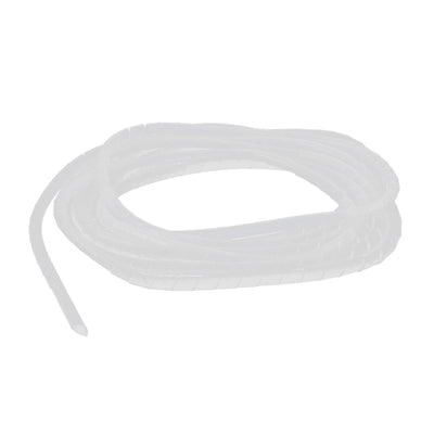 Harfington Uxcell 6mm OD 4M PE Polyethylene Spiral Cable Wire Wrap Tubing White