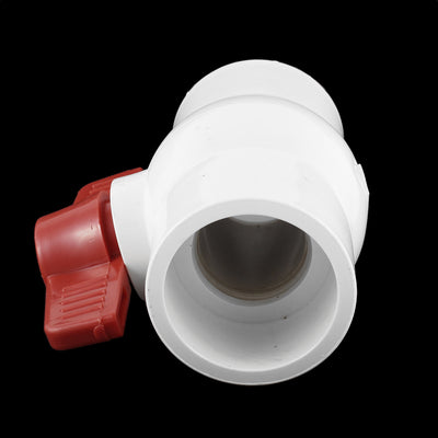 Harfington Uxcell Water Supply 50mm to 50mm Full Port U-PVC Ball Valve Pipe Fitting Red White