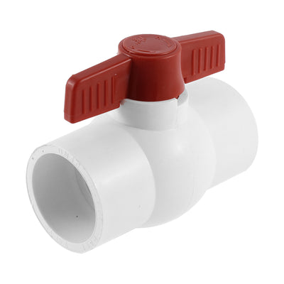 uxcell Uxcell Water Supply 50mm to 50mm Full Port U-PVC Ball Valve Pipe Fitting Red White