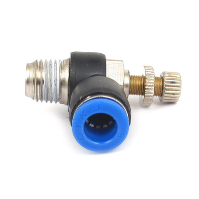 Harfington Uxcell 8mm x 1/4BSP Flow Speed Control Valve Connector Elbow Pneumatic Push in Fitting