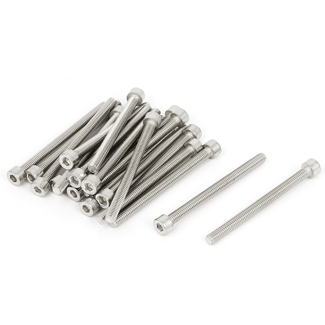 uxcell Uxcell 20 Pcs 54mm Long 4mmx50mm Stainless Steel Hex Socket Head Cap Screws 0.7mm Pitch