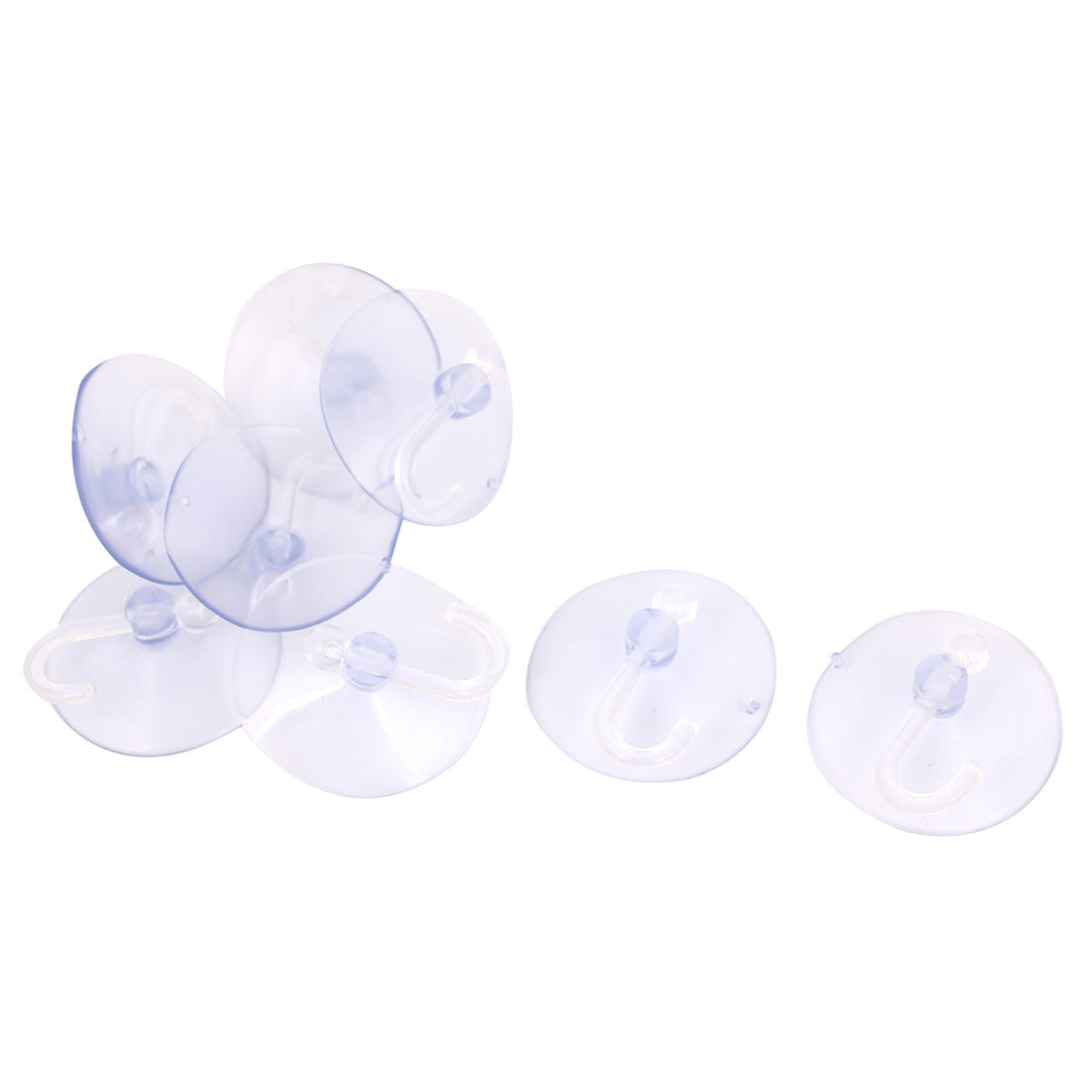 uxcell Uxcell 50mm Dia Home Bathroom Wall Window Plastic Suction Cup Hook Clear Blue 8Pcs