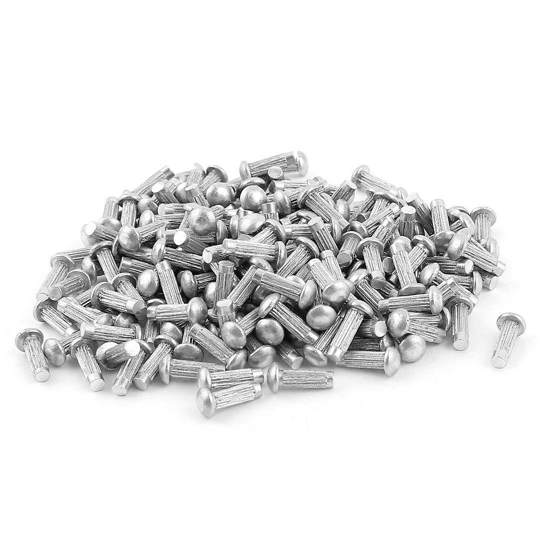 uxcell Uxcell 200 Pcs 3/32" x 5/16" Aluminium Round Head Solid Rivets Knurled Shanks