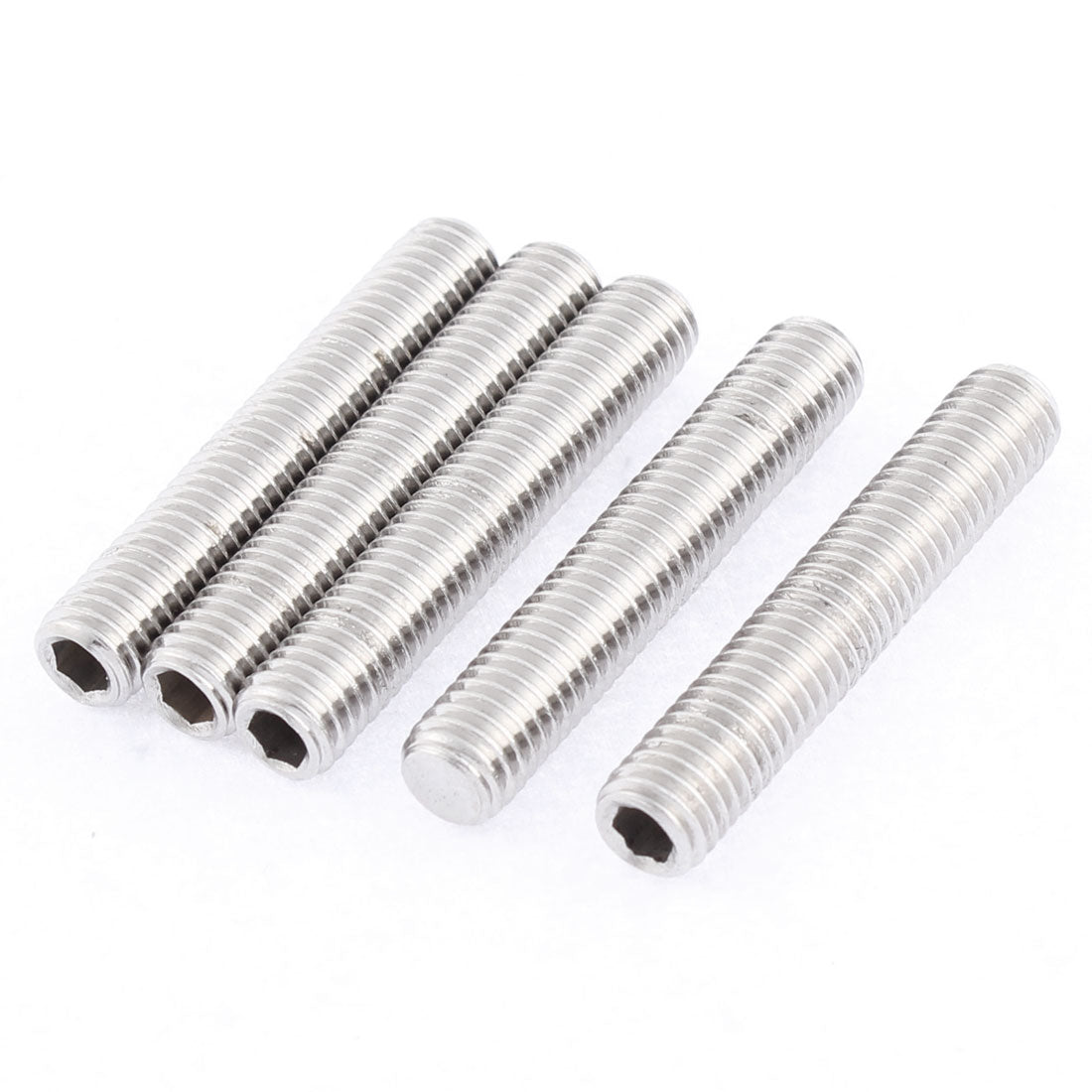 uxcell Uxcell M8x45mm 1.25mm Pitch Stainless Steel Hex Socket Set Flat Point Grub Screws 5pcs