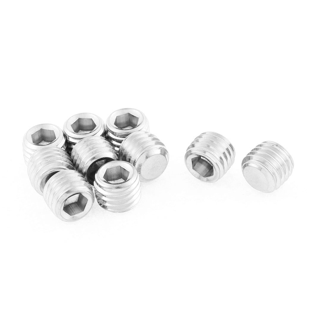 uxcell Uxcell M12x10mm 1.75mm Pitch Stainless Steel Hex Socket Set Flat Point Grub Screws 10pcs