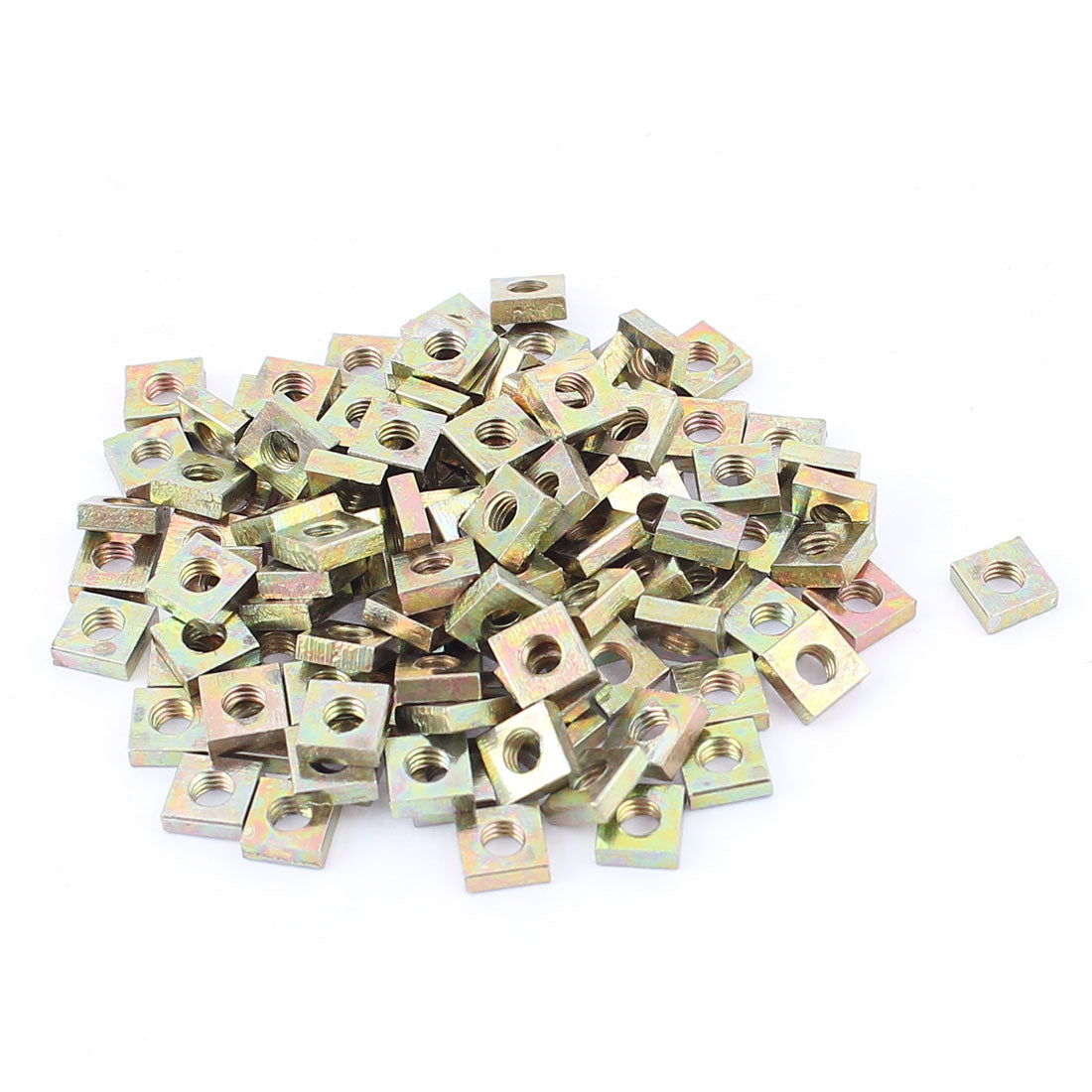 uxcell Uxcell M3x5.5mmx2mm Zinc Plated Square Nuts Bronze Tone 100pcs